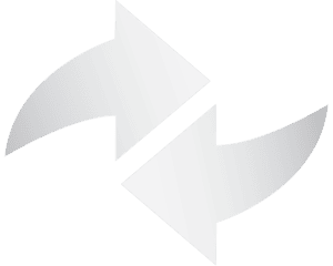 Two large, overlapping, semi-transparent silver arrows point right and left on a white background, echoing the precision and directionality found in Onyx Graphics RIP Software for Cutting applications.